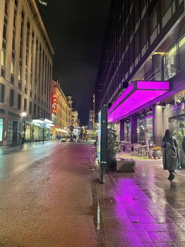 Street with purple lights